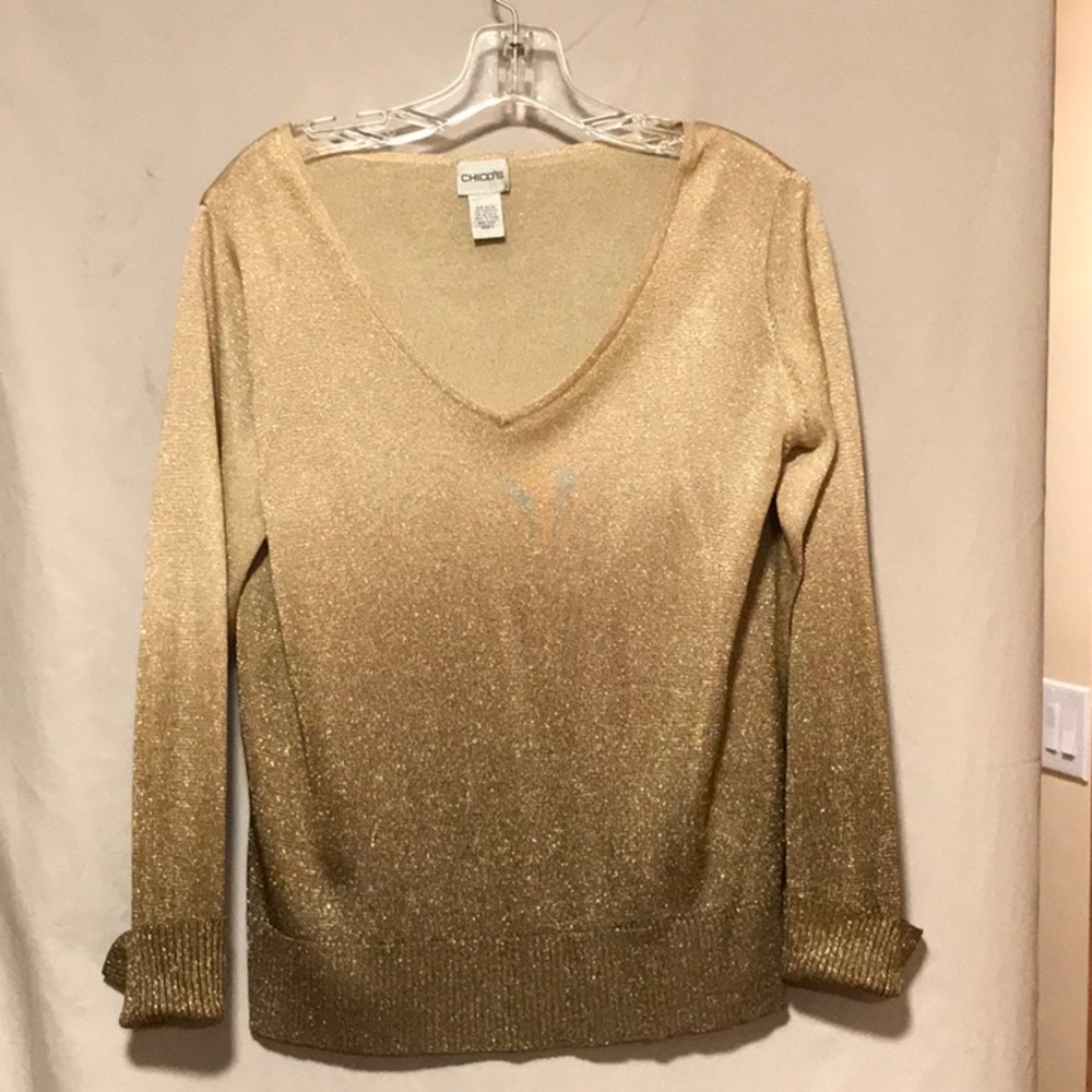 Chicos Golden V-neck Sweater size 2